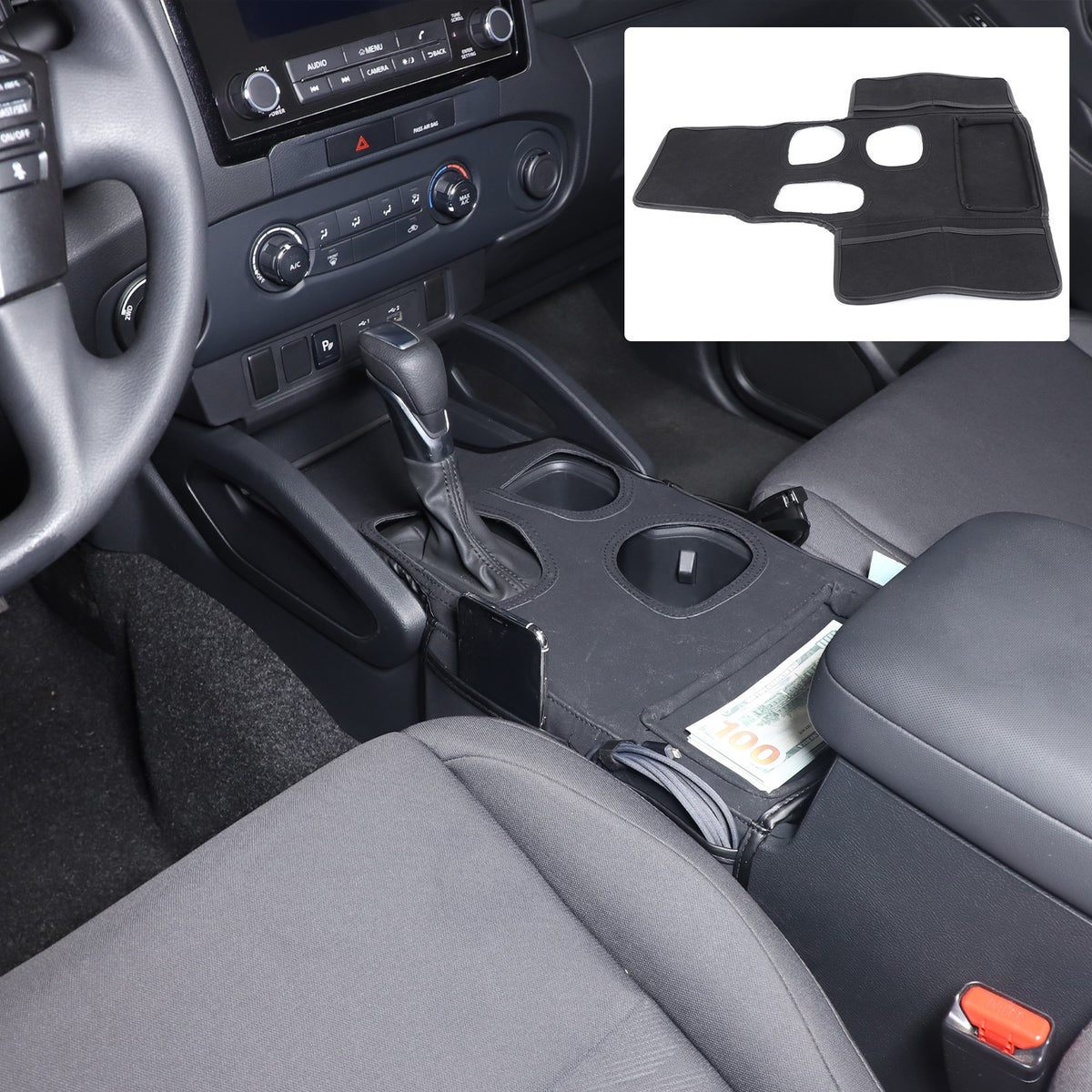Black Center Console Cover Trim For Nissan Frontier 2022+ US 13