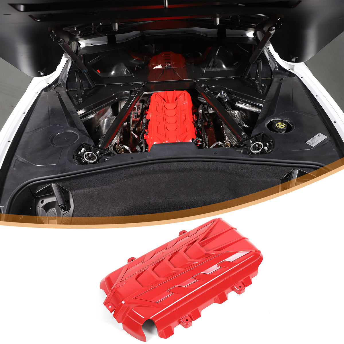 Red ABS Engine hood Compartment panel Trim Cover For Corvette C8 2020-2026 US 14