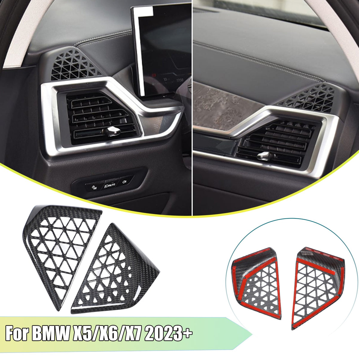 Real Carbon Fiber Dashboard Vent Trim Frame For BMW X5 G05 X6 G06 X7 G07 2023+ 1