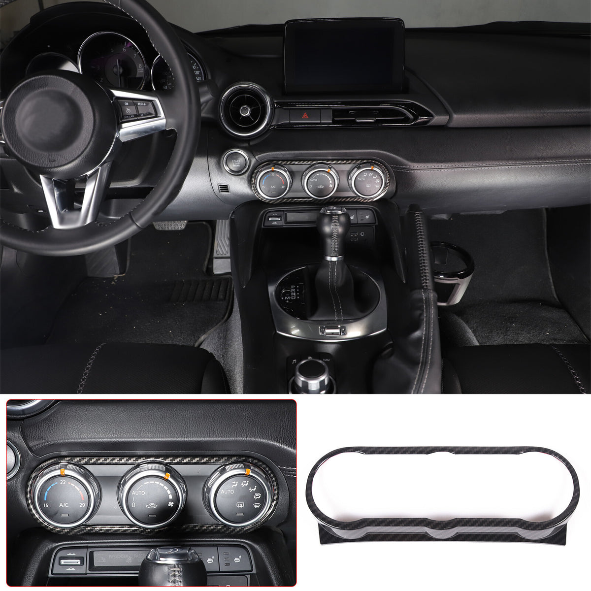Carbon Fiber Console Full Set Interior Trim Kit For Mazda Miata MX5 MX-5 16-23 5