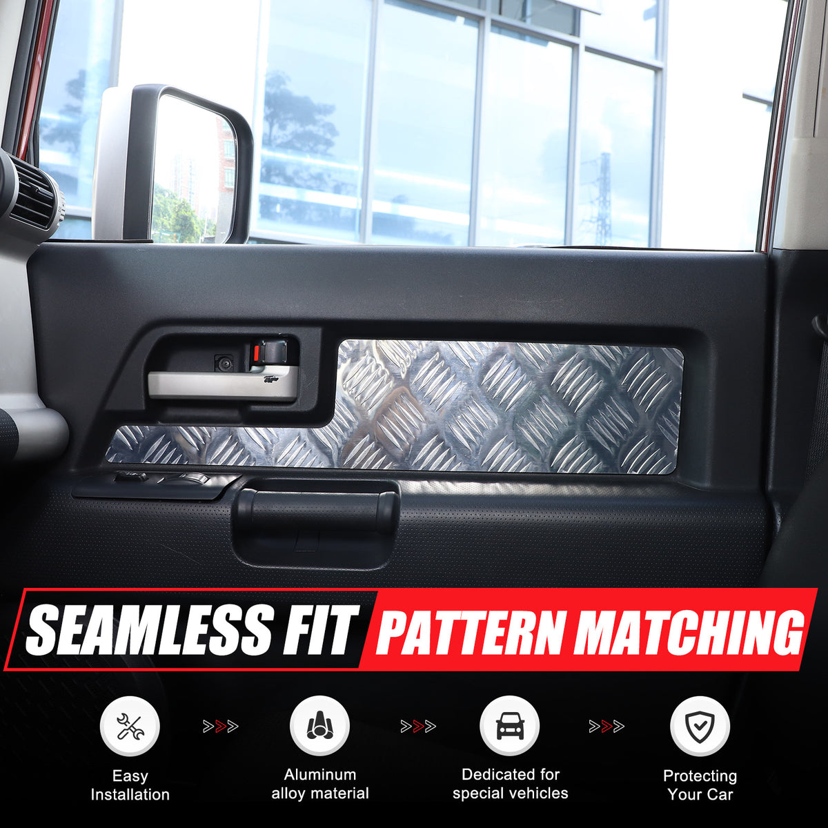 Silver Alloy Interior Car Door Panel Cover Trim For 2007-22 Toyota FJ Cruiser 20