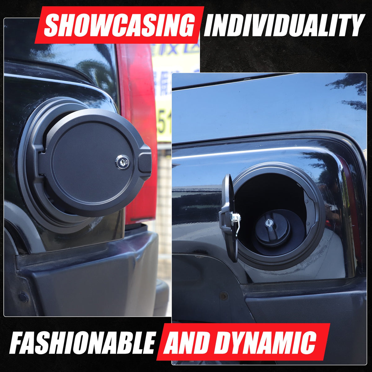 ABS+Aluminum Fuel Tank Lock Cover Trim Cap For Hummer H3 2005-2009 9