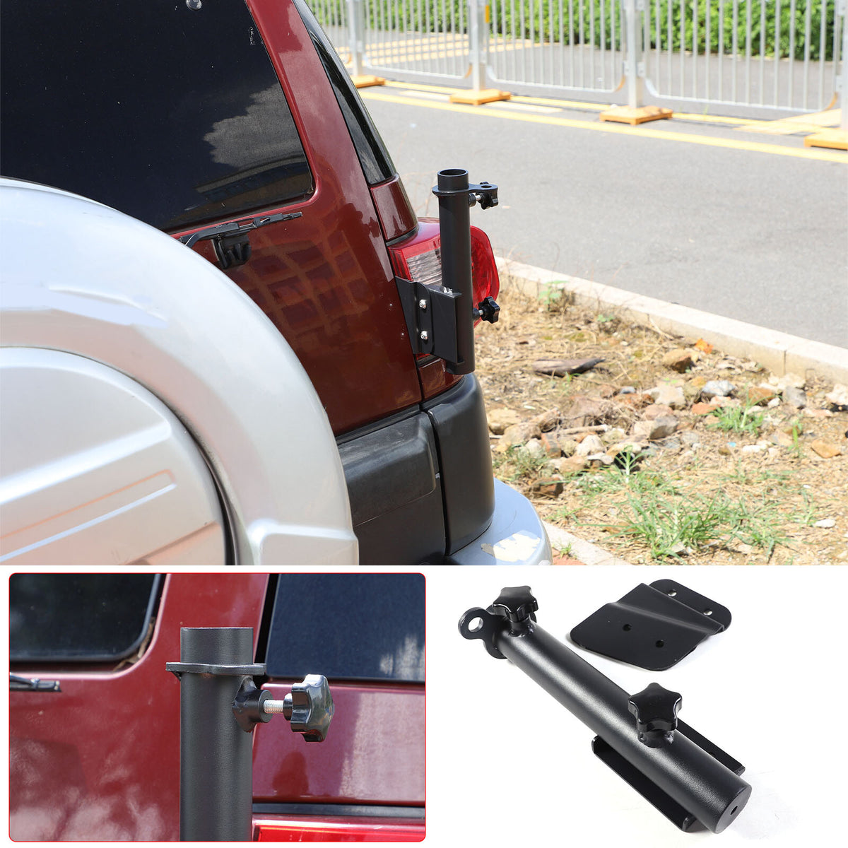 Right Tailgate flagpole Antenna Bracket Holder Mount For Toyota FJ Cruiser 07-21 23