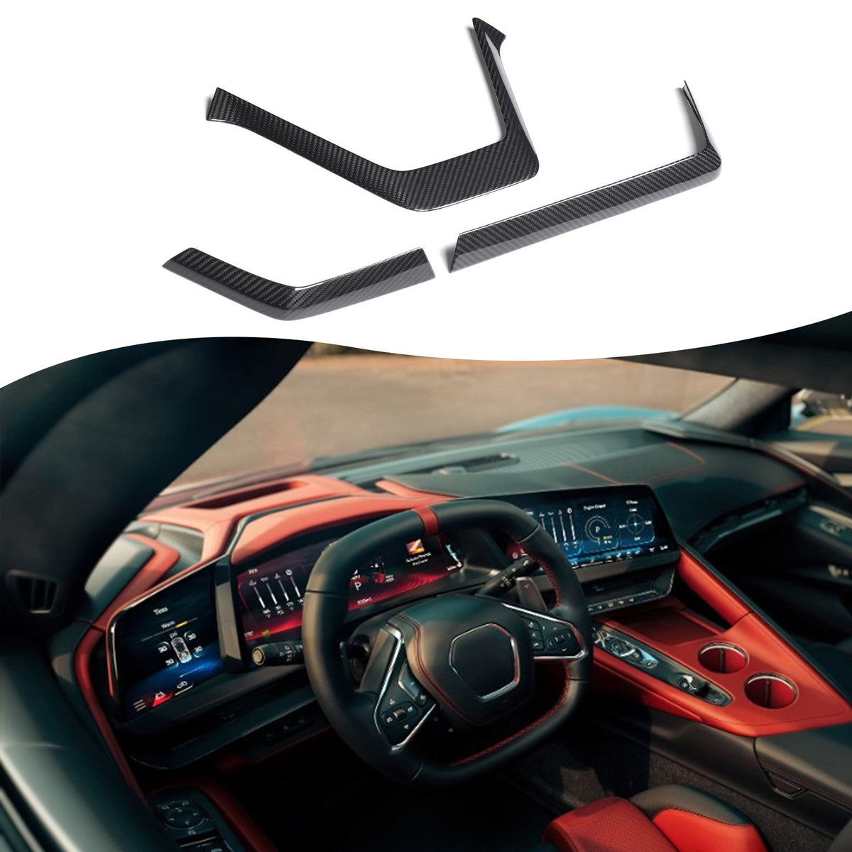 Real Dry Carbon Fiber Interior Center Trim For Corvette C8 2026+ Stingray ZR1 70