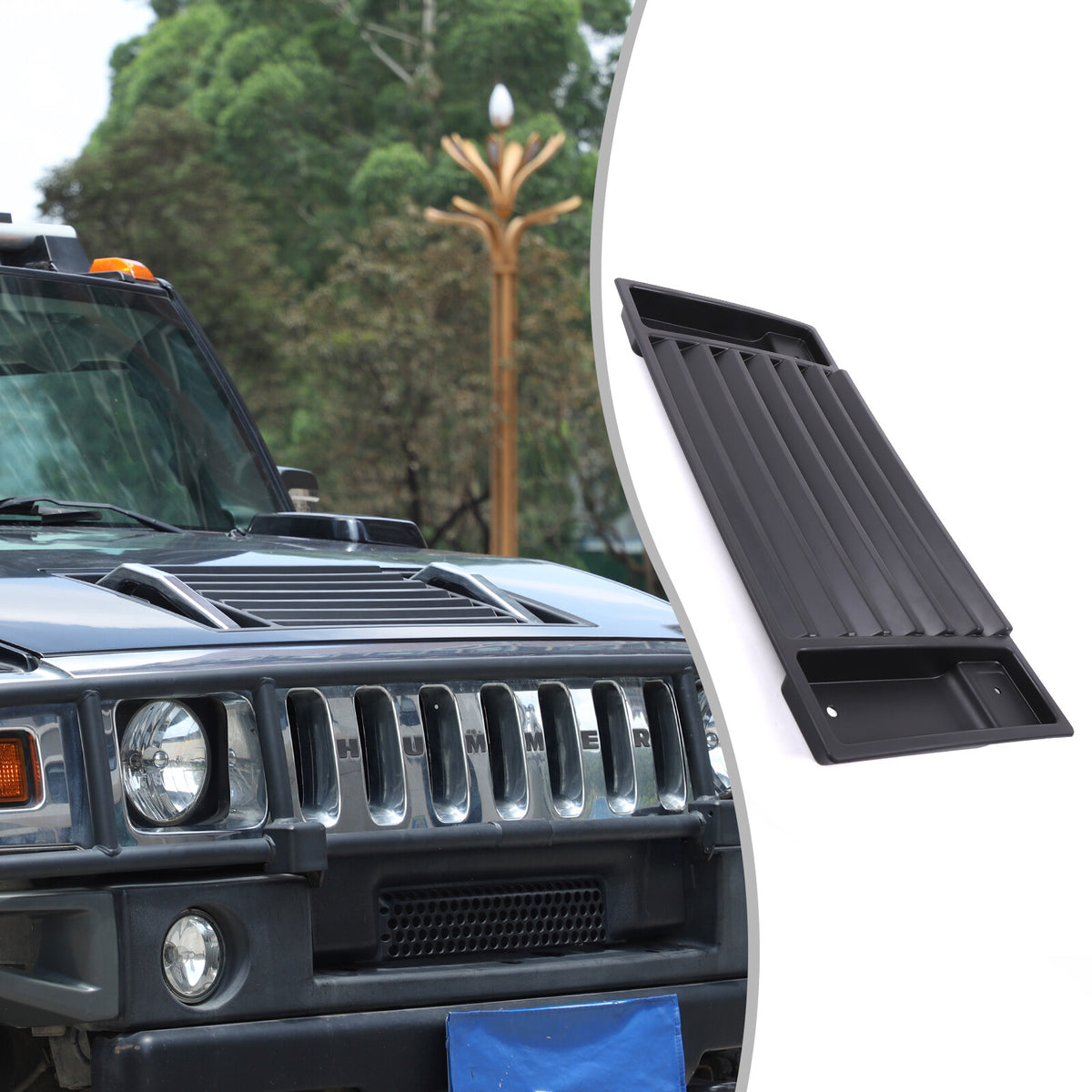 ABS Matte Black Front Hood Grille Engine Cover Trim for Hummer H2 2003-2009 8