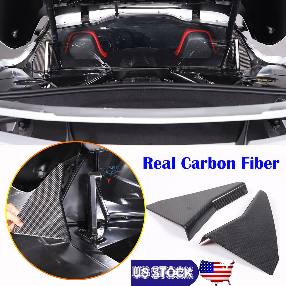 Real Carbon Fiber Rear Window Corner Cover Trim Frame For Corvette C8 20-26 US 1