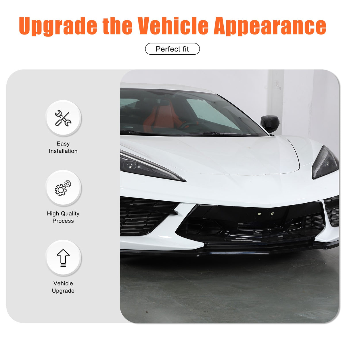 Replacement Black Front Bumper Lip Kit Splitter Exterior For Corvette C8 20+ US 23