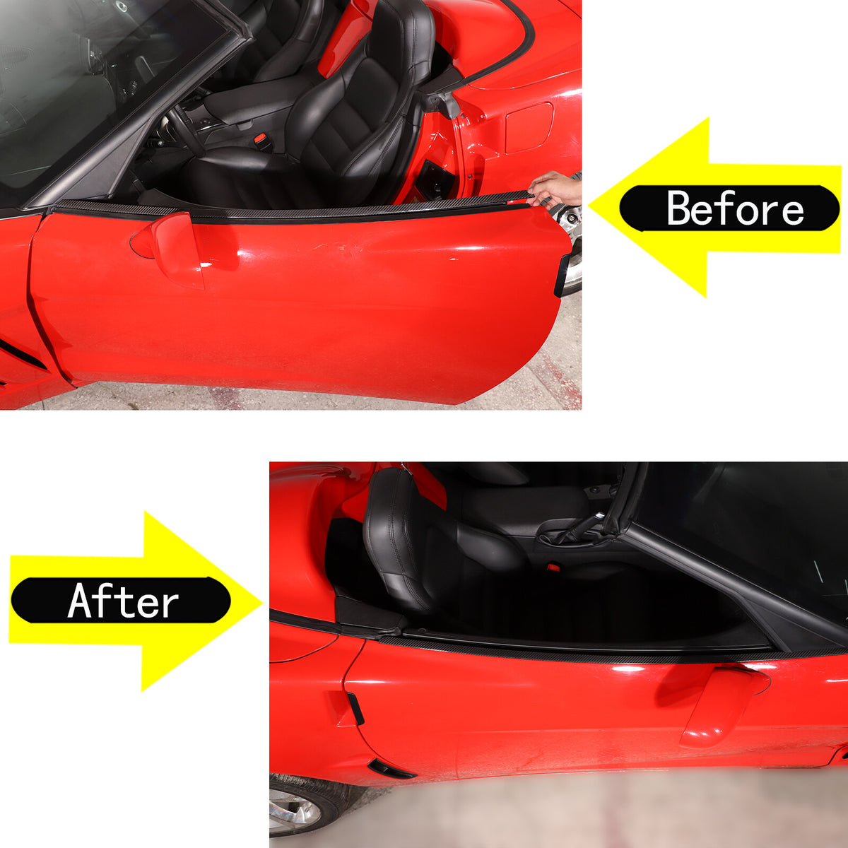 Real Carbon Fiber Door Window Sill Trim Decor Strips For Corvette C6 2005-2013 9