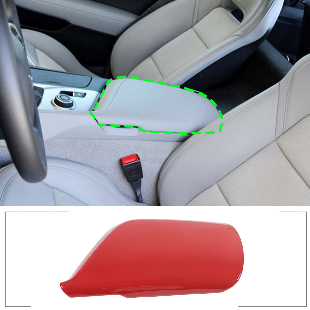 Red ABS Center Console Armrest Box Cover Trim For Corvette C7 2014-19 12