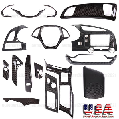 17x ABS Carbon Fiber Interior Full Center Console Trim Set For Corvette C7 14-19 1
