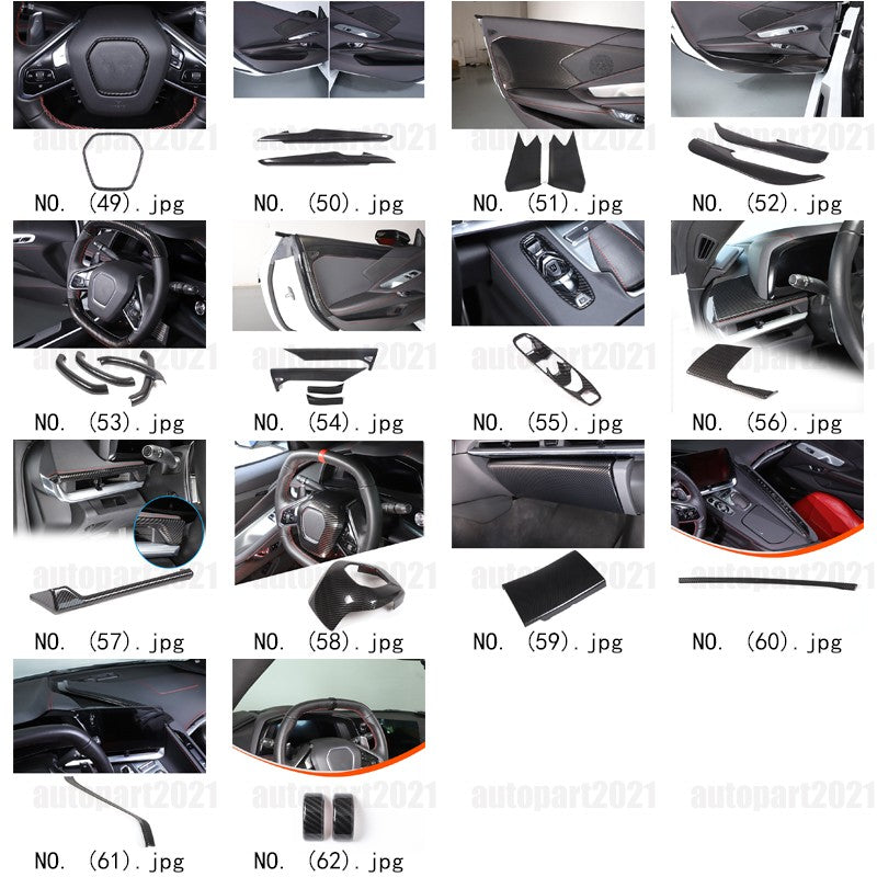 Carbon Fiber ABS Interior Full Decor Cover Trim Kit For Corvette C8 2020-2025 - Styles 6-10 5