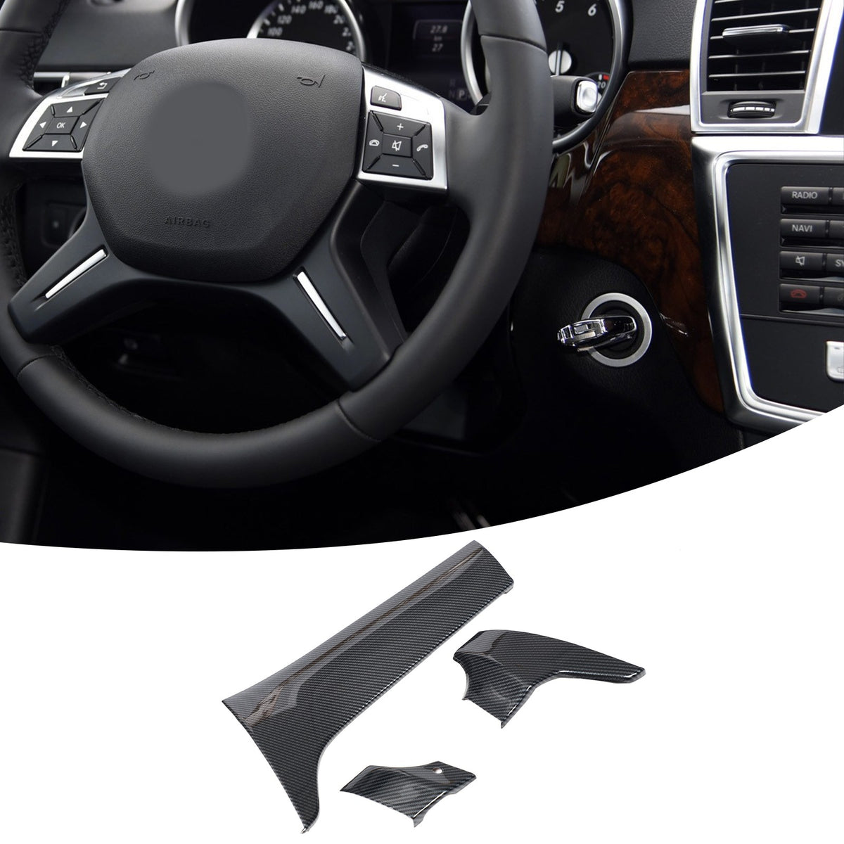 Carbon Fiber ABS Center Console Panel Trim For Benz ML W166/GL X166 2012‑2015 16