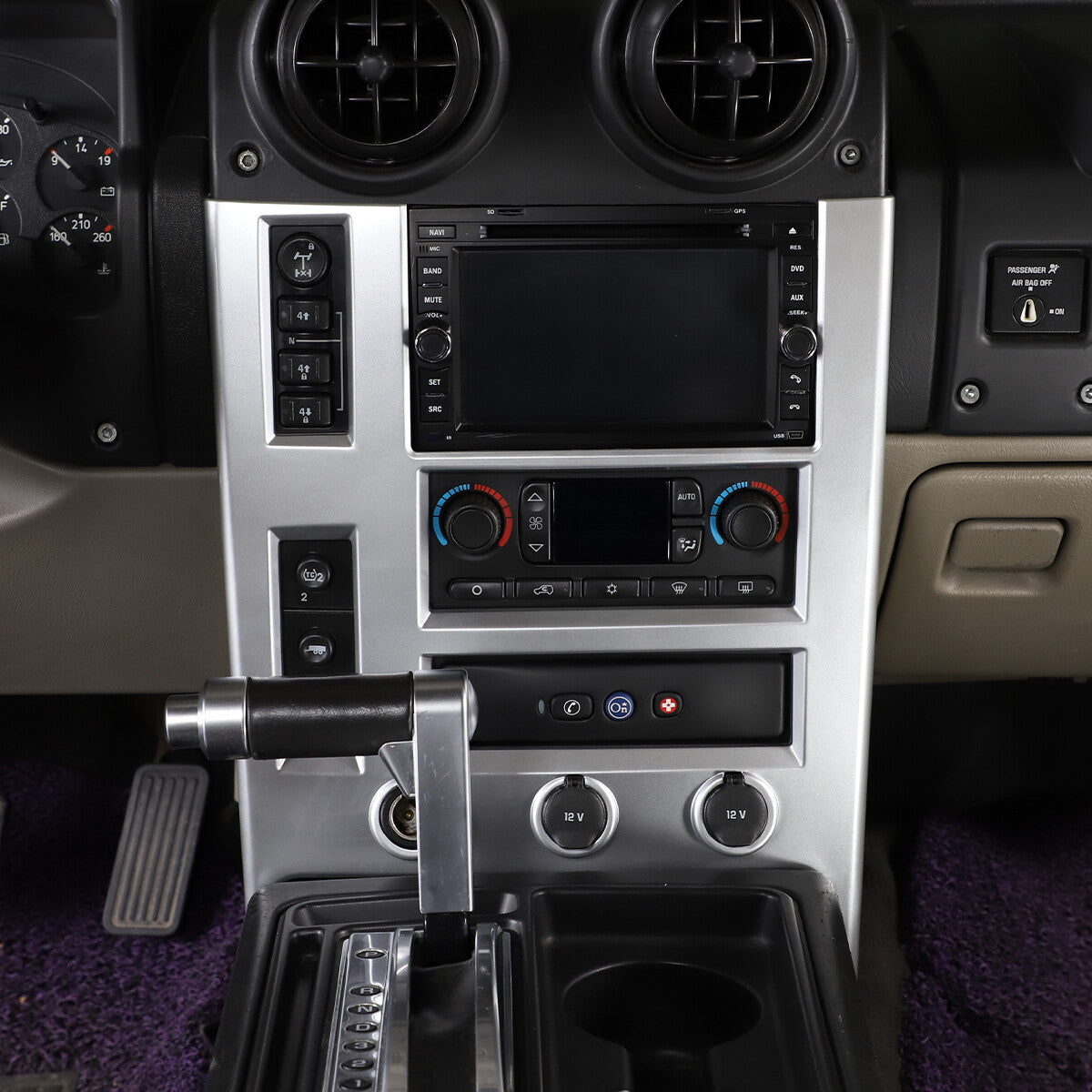 Silver ABS Interior Central Control Frame Cover Trim For Hummer H2 2003-07 2