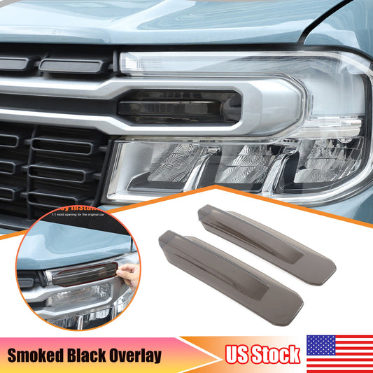 Smoked Black ABS Low Beam Headlight Trim Cover for Ford Maverick 2022-2023 US 1