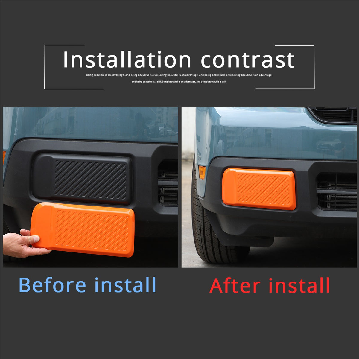 Orange ABS Front Bumper Side Trim Cover For Ford Maverick 2022-2024 US 23
