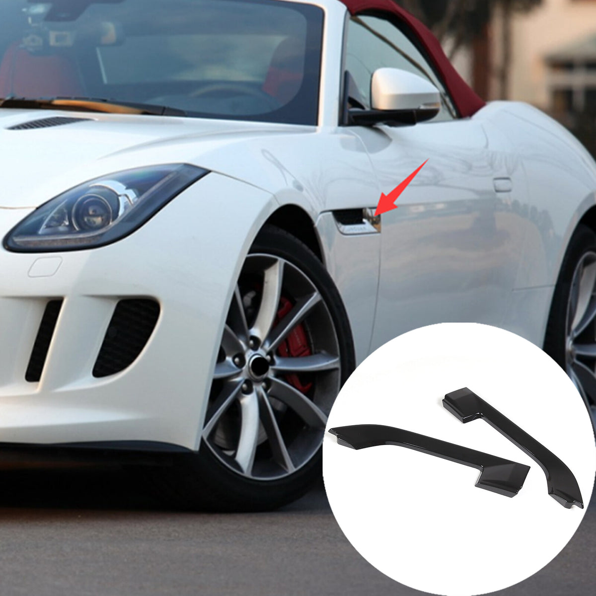 Glossy Black ABS Side Fender Air Vent Cover Trim For Jaguar F-TYPE 2013-20 4