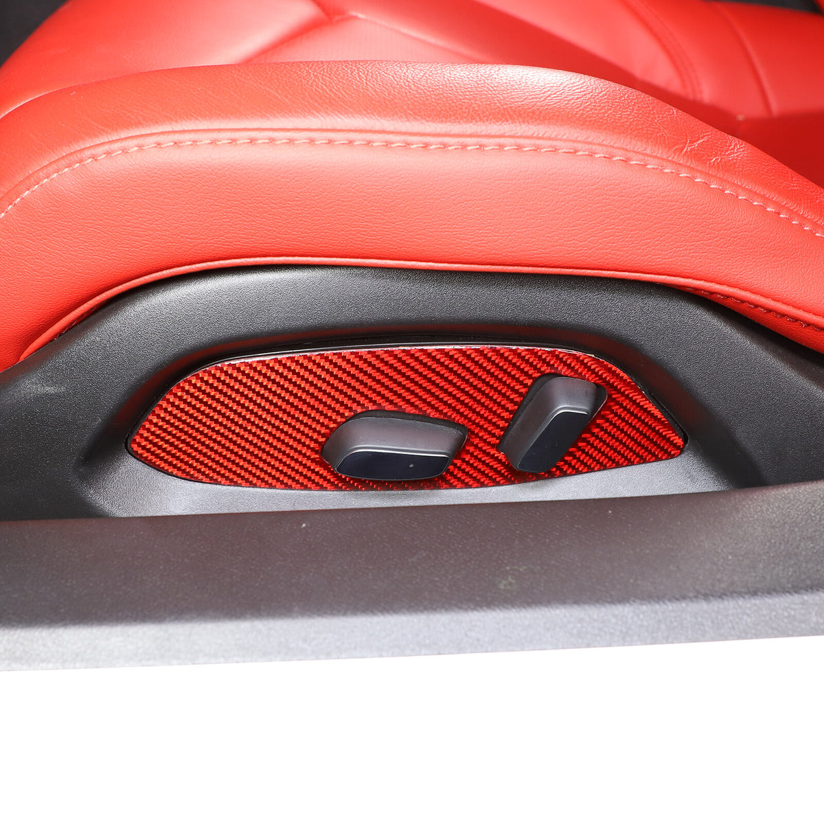 Red Soft Carbon Fiber Interior Decor Trim Kit Cover Set For Corvette C8 20-25 39