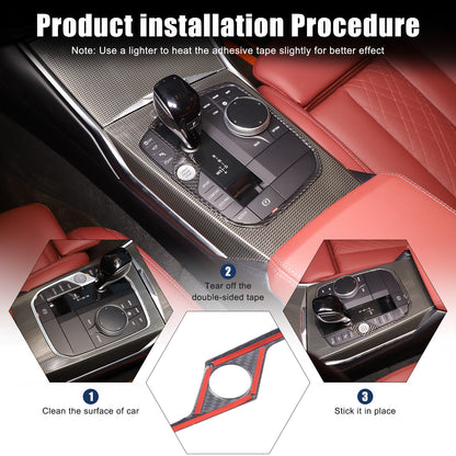 Dry Carbon Fiber Conosle Gear Shift Trim Frame Fits BMW X5 X6 X7 XM 2019-2023 US 18
