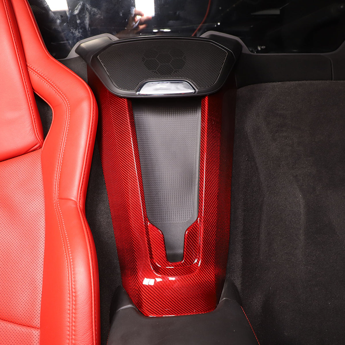 Red Real Carbon Fiber Full Interior Set Decor Trim Kit for Corvette C8 20-25 183