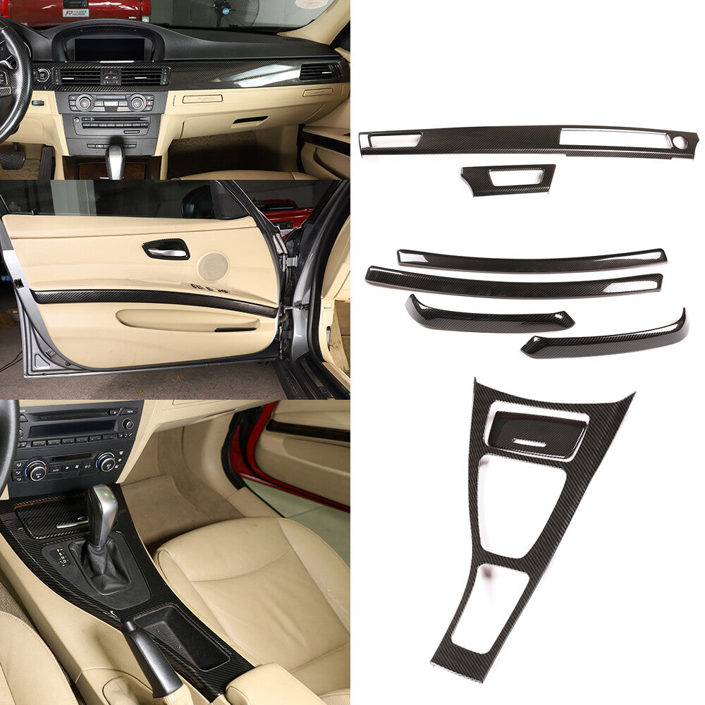 8pcs Carbon Fiber Style Interior Panel trim Cover For BMW 3 Series E90 05-12 1