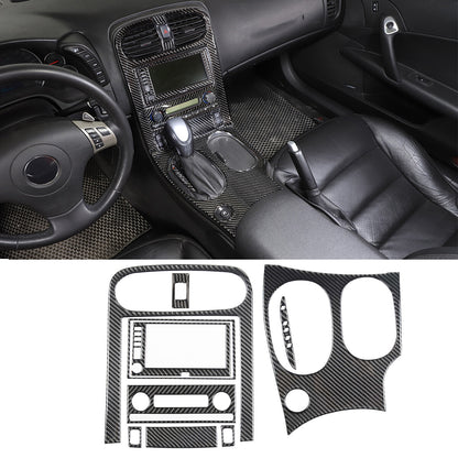 10PCS Real Carbon Fiber Full Center Console GPS Sticker Trim Set For corvette C6 1