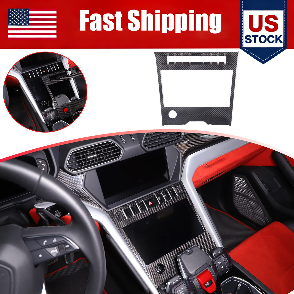 Carbon Fiber Air Condition Panel Frame Trim Cover For Lamborghini URUS 18-23 US 1