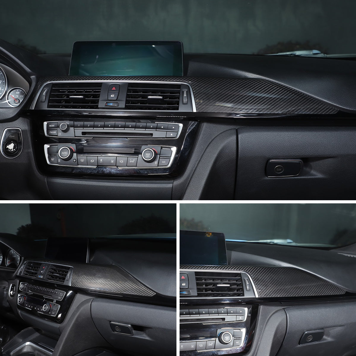 Real Carbon Fiber Central Console Dashboard Trim For BMW M3 M4 F80 F82 2014-2019 22
