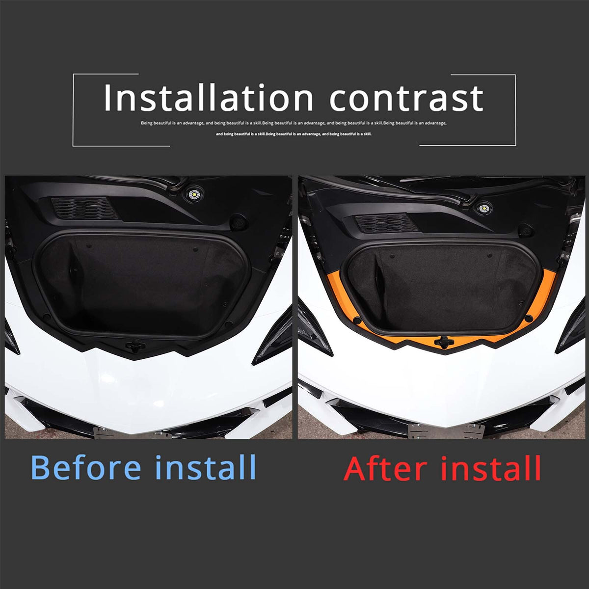 Yellow Front Trunk Bezel Gloss Stainless Plate Trim Strip For Corvette C8 20-26 4