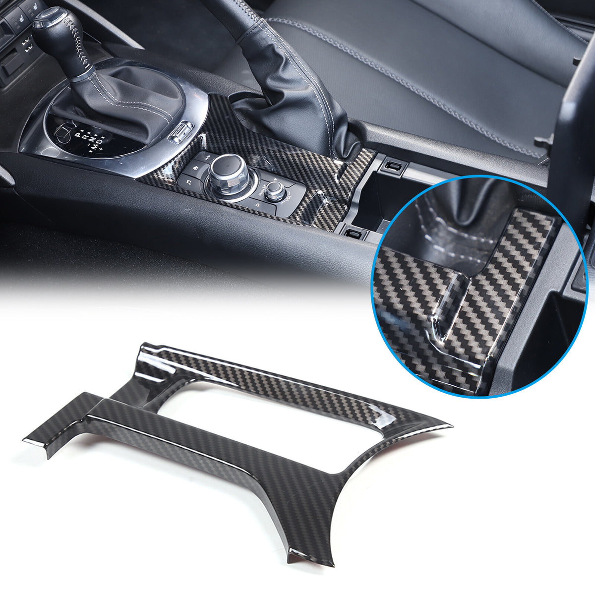 ABS Carbon Fiber Center Console Panel Cover Trim Kit for Mazda Miata MX5 MX-5 23 3