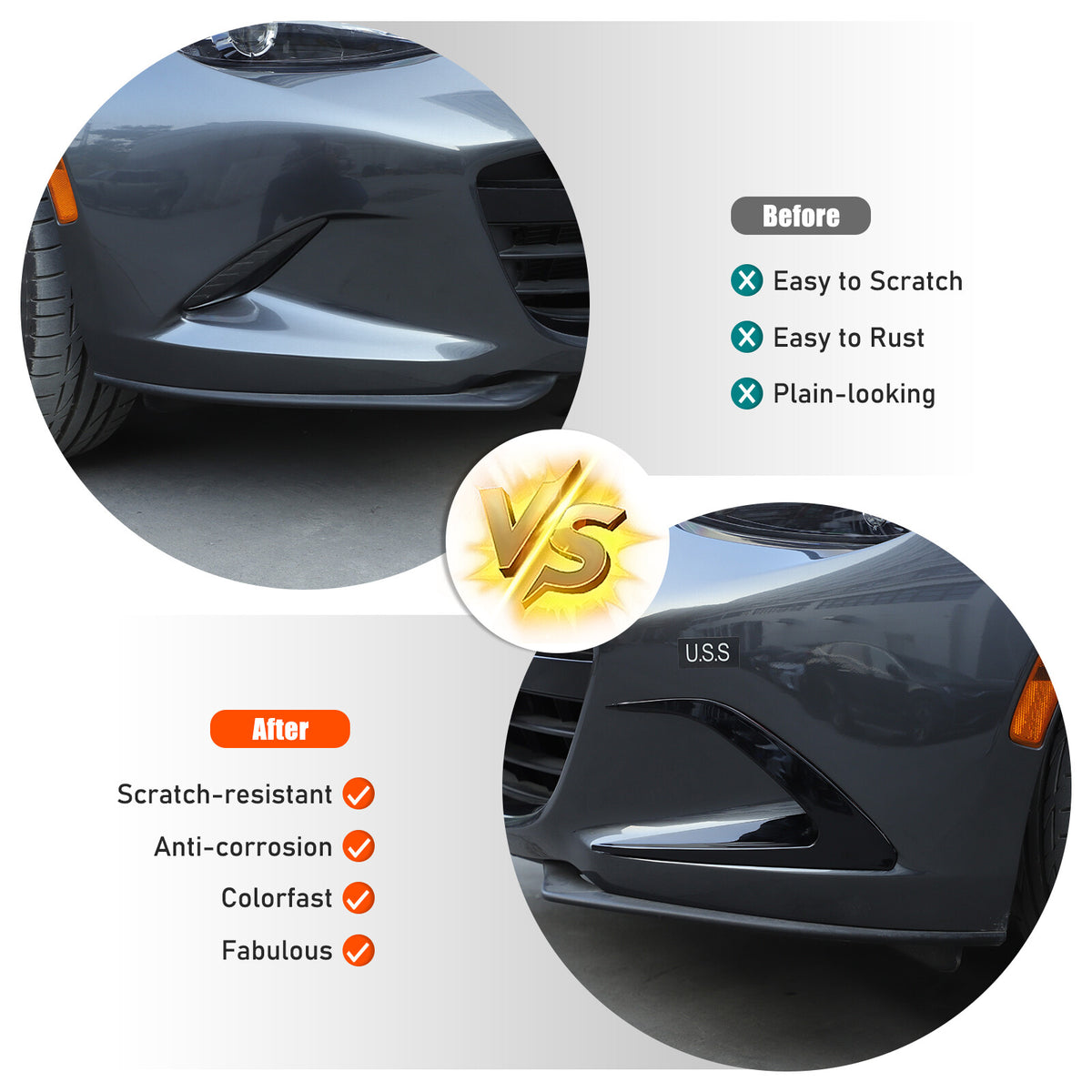 Gloss Black Front Side Vent Fin C Canards Splitter For Mazda MX-5 Miata 2016-23 10