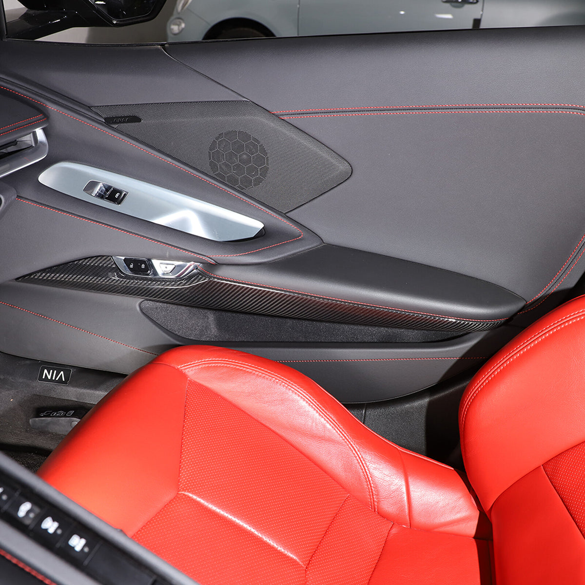 Real Carbon fiber Interior Inner Door Panel Cover Trim for Corvette C8 20-26 US 9