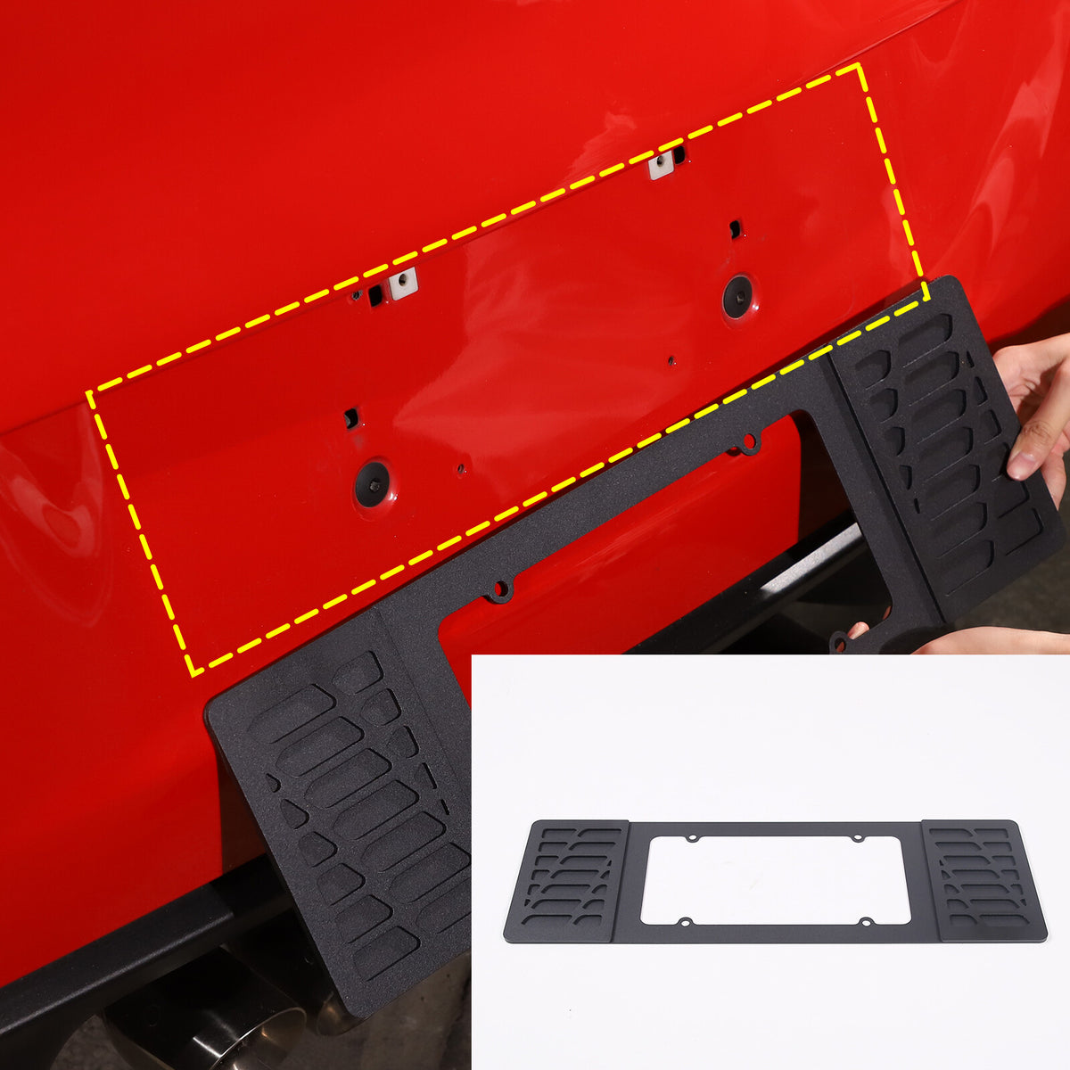 For Corvette C6 2005-13 Rear license plate Black Auminum Alloy filler Frame Trim 2