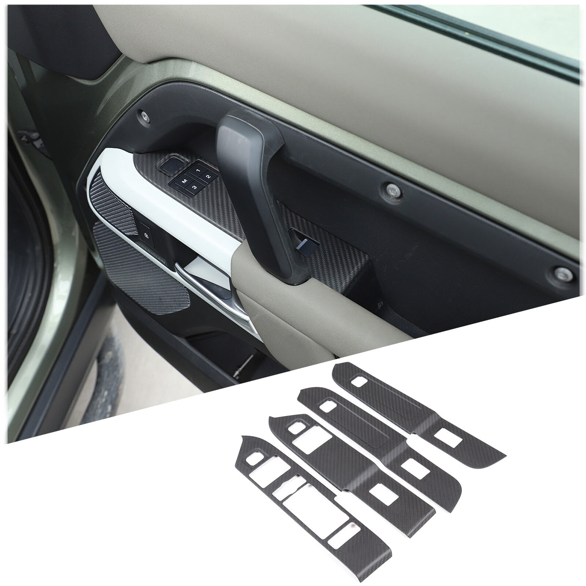 Red Carbon Fiber Window Lift Button Panel Cover Trim For LR Defender 110 20-24 1