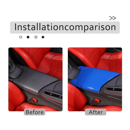 Dark Blue Console Armrest Box Lid Covers For C8 Corvette Stingray Z06 Z51 20-26 4