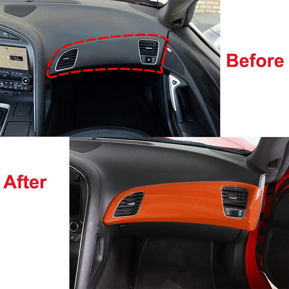 Orange Co-pilot Dashboard Panel Decor Cover Trim For Corvette C7 2014-2019 3