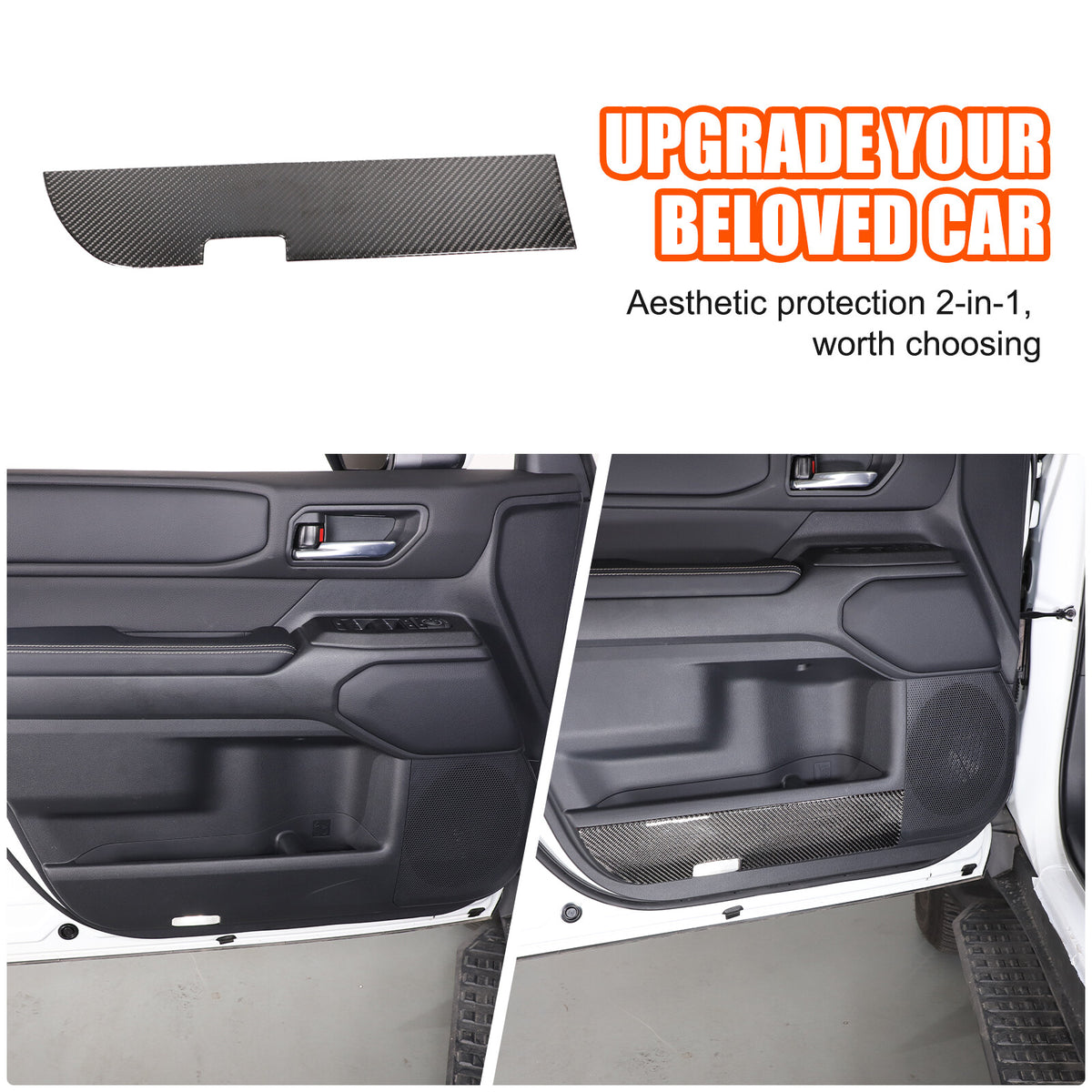 Carbon Front Door Panel Anti-Kick Trim Sticker For Toyota Land Cruiser LC250 24+ 21