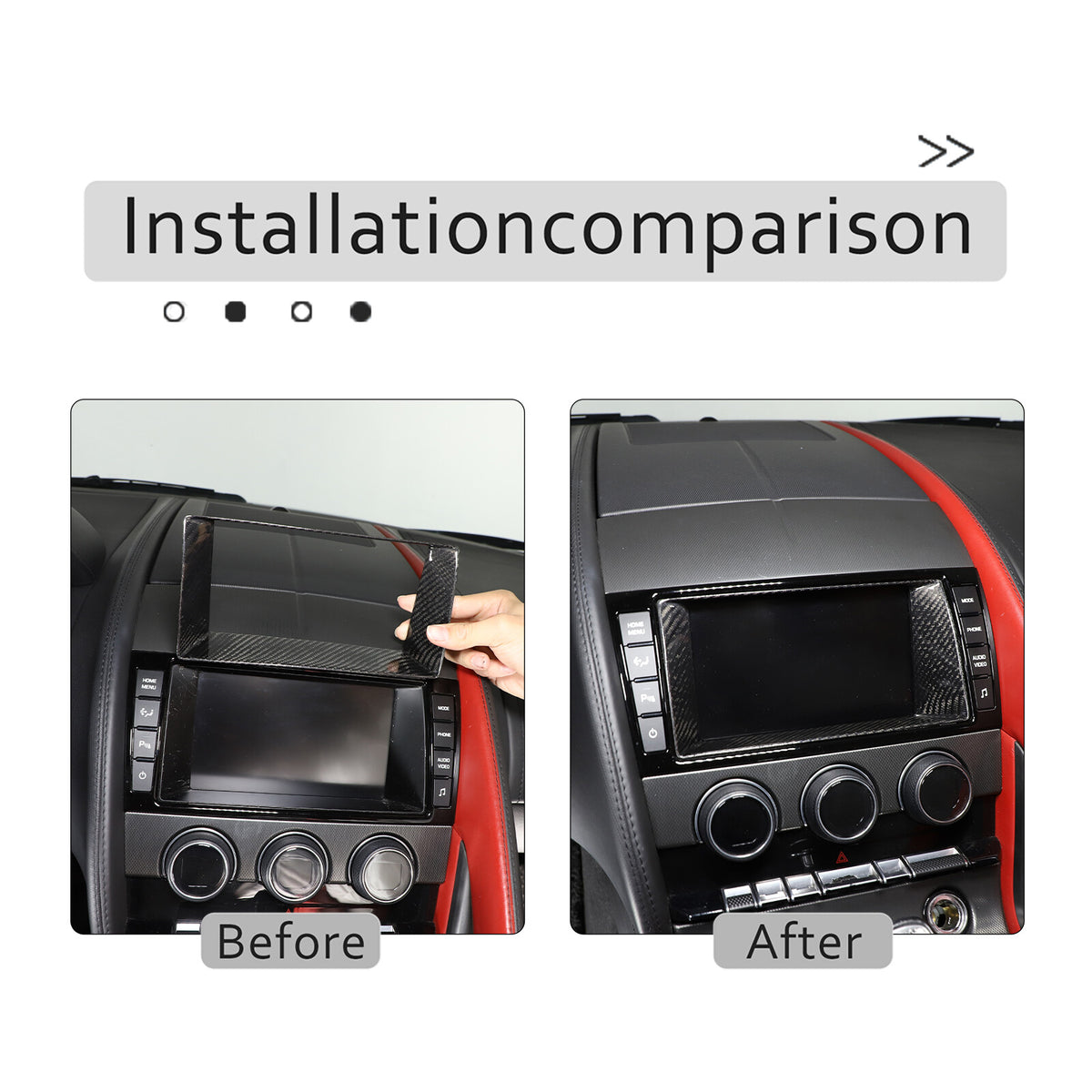 Real Carbon Fiber Touch Display Navigation Screen Cover For Jaguar F-TYPE 13-18 4
