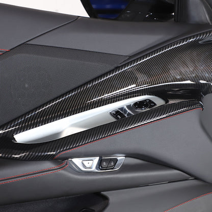 Carbon Fiber ABS Interior Door Panel Trim Cover Frame For Corvette C8 2020-2026 5
