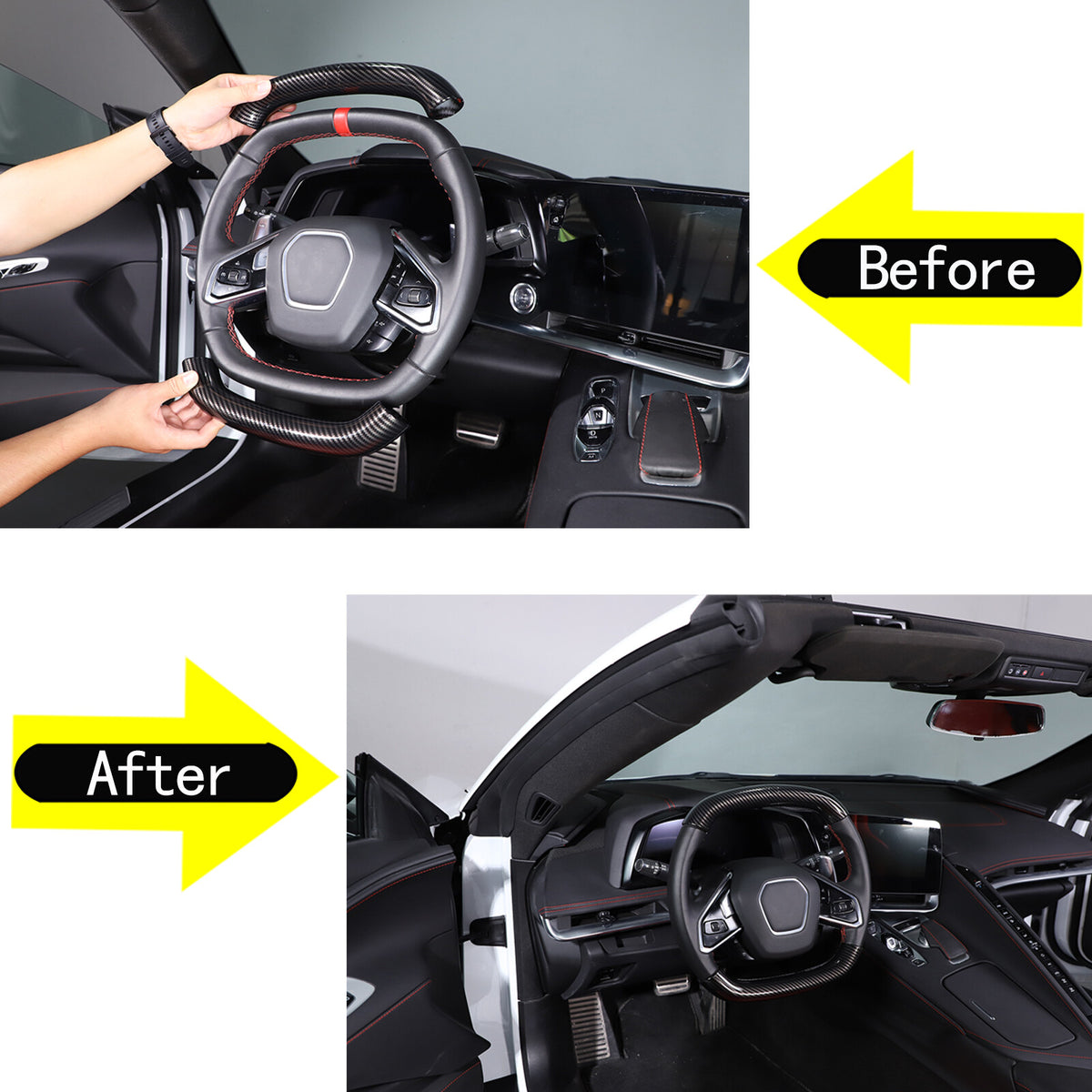 ABS Carbon Fiber Interior Full Cover Trim Kit Set For Corvette C8 2020-2025 27