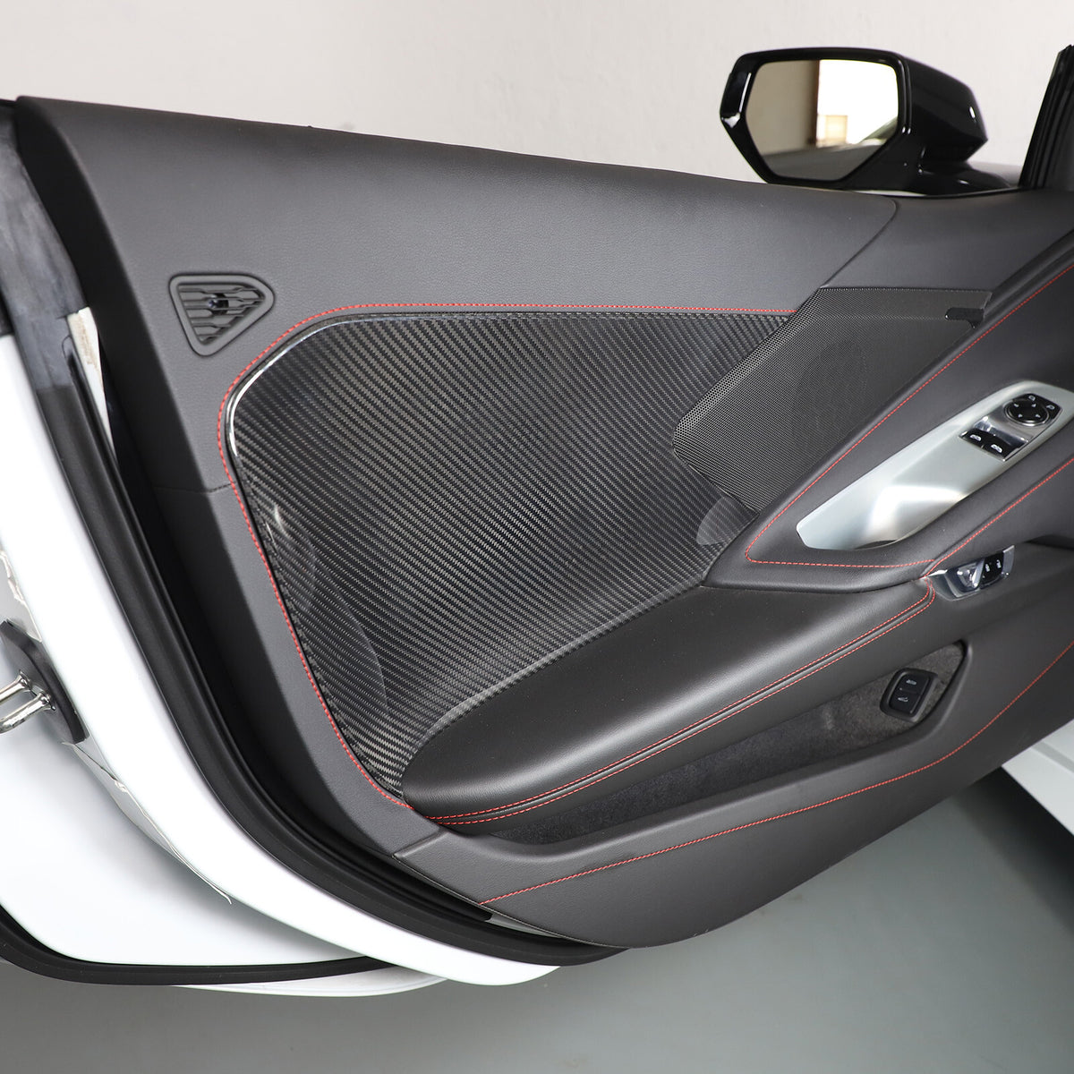 Real Carbon Fiber Interior Door Cover Trim Decoration for Corvette C8 2020-26 US 7