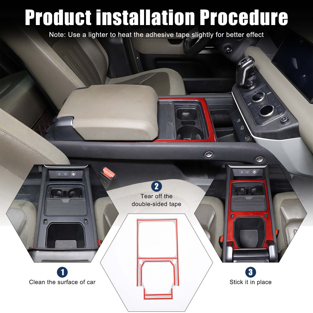 Real Carbon Fiber Console Water Cup Panel Trim For LR Defender L663 110 2020-23 16