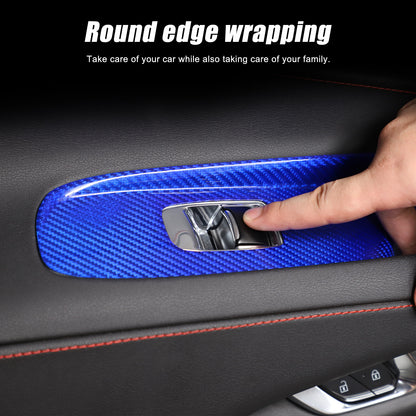 Blue Real Carbon Fiber Window Lift Switch Trim For Corvette C8 Convertible 20-26 12