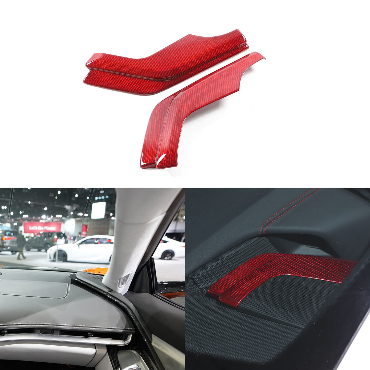 Red Real Carbon Fiber Center Console Dashboard Cover Trim For Corvette C8 20-26 3