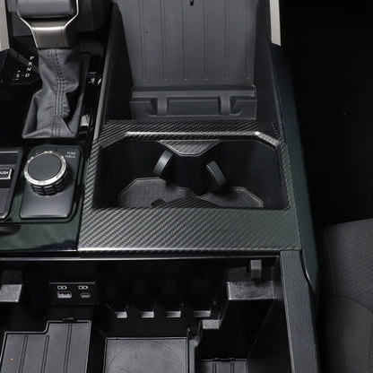 Matte Real Carbon fiber Center Front Cup Holder Cover Trim For Toyota Tundra 22+ 11