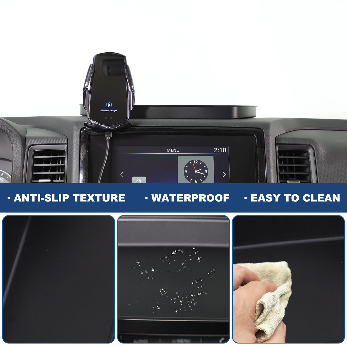 Wireless Dashboard Storage Tray Box Phone Holder For Nissan Frontier D41 2022-24 21