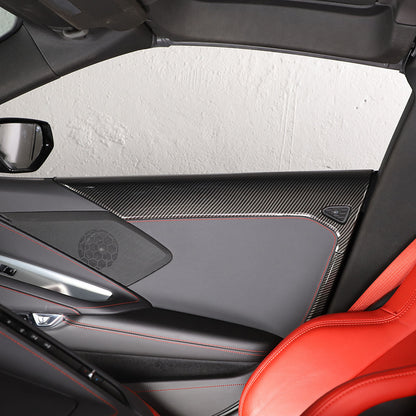 Carbon Fiber Style Inner Interior Door Panel Cover Trim For Corvette C8 20-26 9