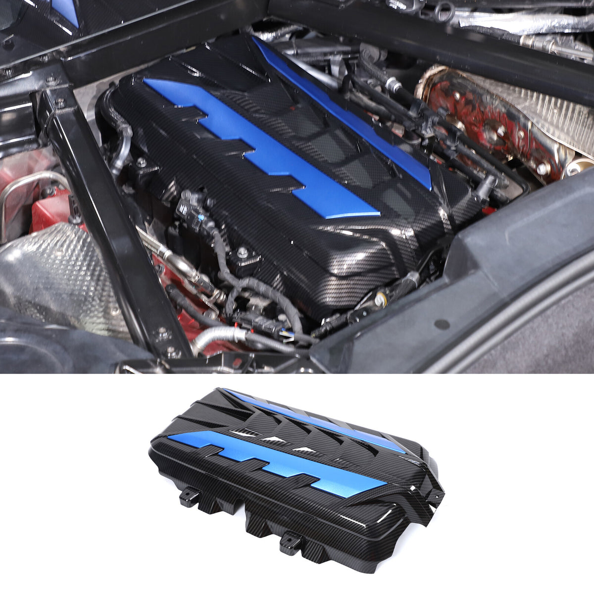 Engine Bay Panel Cover Trim in Edge Blue/Red/Black For Corvette Coupe C8 2020-26 - Styles 1-5 88