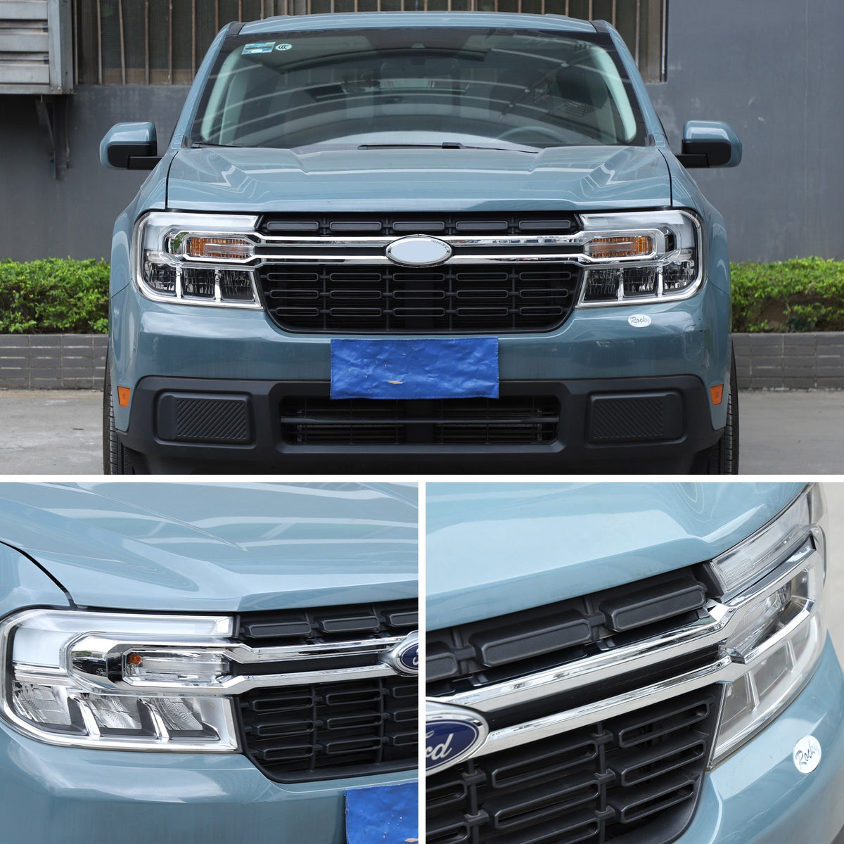 Glossy Piano Black Front Grille Cross Bar Trim For Ford Maverick 2022-2024 5