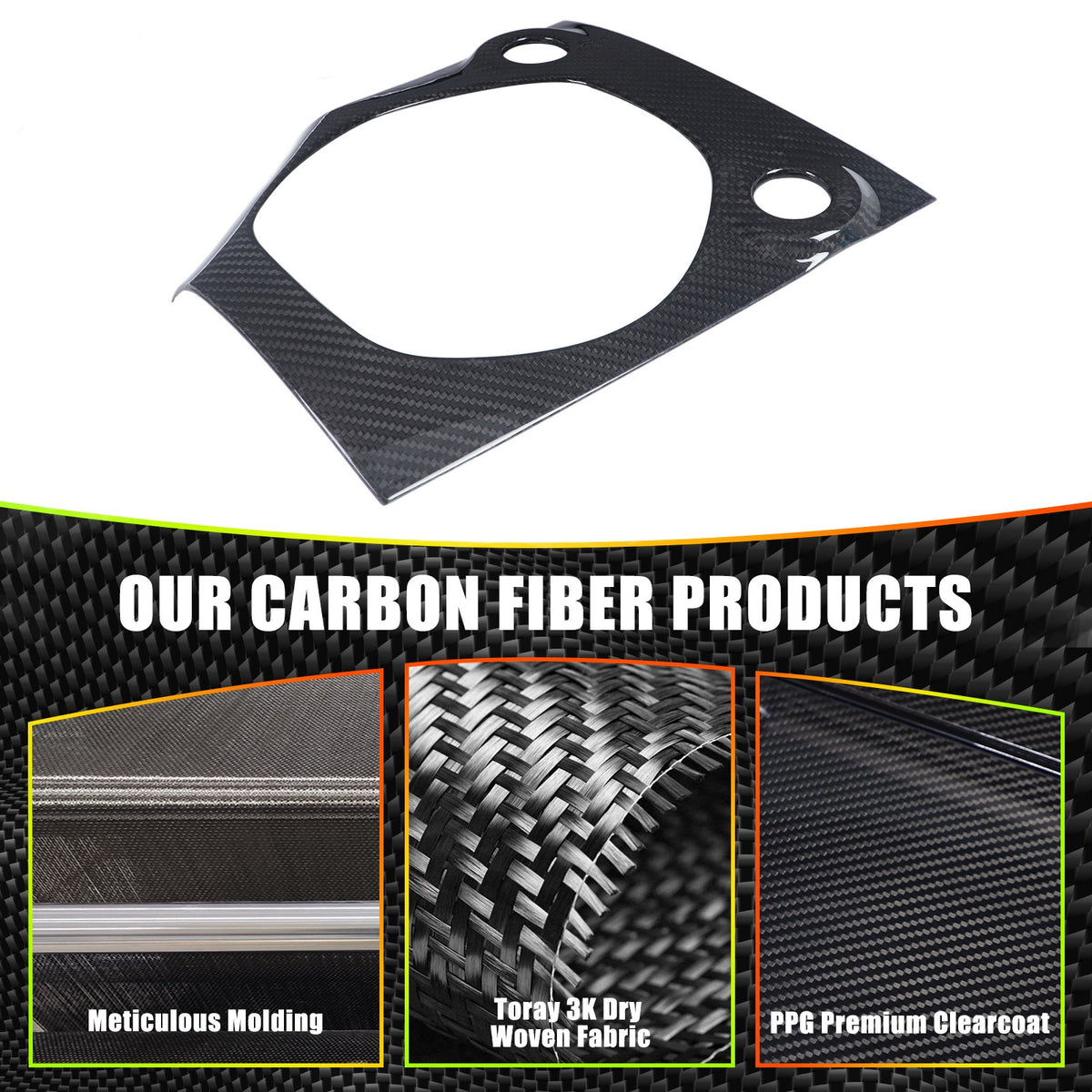 Real Carbon Fiber Center Console Gear Shift Base Trim For Nissan 400Z RZ34 MT US 3