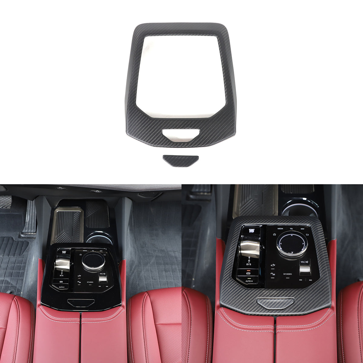 Matte Carbon Fiber Console Gear Panel Trim Cover For BMW 5 Series G60 i5 2024+ 3